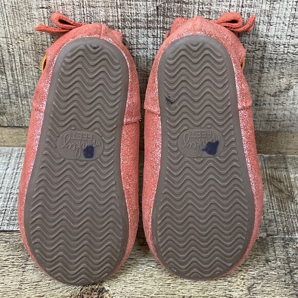 Monkey Feet Sparkly Orange Ballet Flats Elastic Strap Size 18-24 Months - Picture 8 of 9